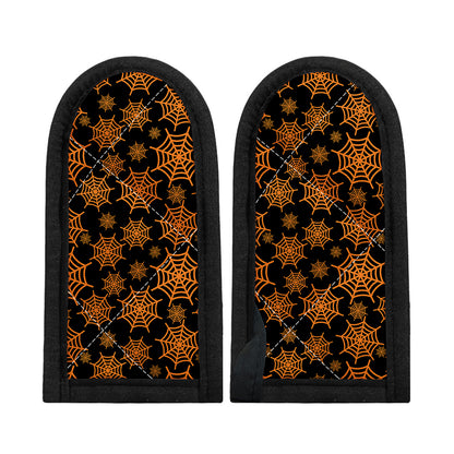 Black And Orange Spider Web Print Skillet Handle Cover