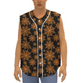 Black And Orange Spider Web Print Sleeveless Baseball Jersey