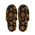 Black And Orange Spider Web Print Slippers