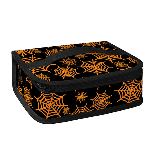 Black And Orange Spider Web Print Small Lunch Bag