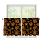 Black And Orange Spider Web Print Tier Curtains