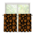 Black And Orange Spider Web Print Tier Curtains