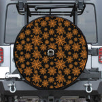 Black And Orange Spider Web Print Tire Cover With Camera Hole
