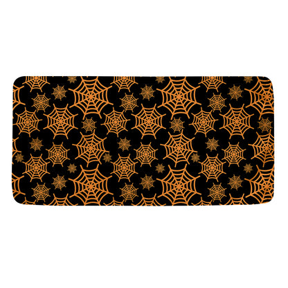 Black And Orange Spider Web Print Towel