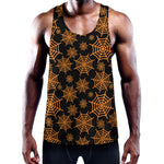 Black And Orange Spider Web Print Training Tank Top