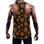 Black And Orange Spider Web Print Training Tank Top