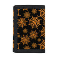 Black And Orange Spider Web Print Trifold Wallet