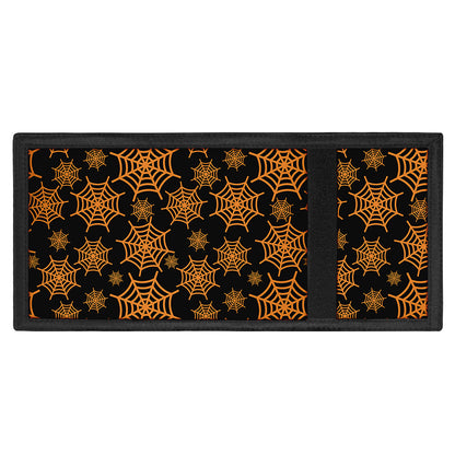 Black And Orange Spider Web Print Trifold Wallet