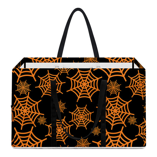 Black And Orange Spider Web Print Utility Tote Bag