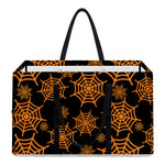 Black And Orange Spider Web Print Utility Tote Bag