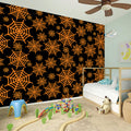 Black And Orange Spider Web Print Wall Sticker