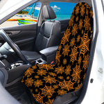 Black And Orange Spider Web Print Waterproof Car Seat Cover