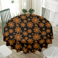 Black And Orange Spider Web Print Waterproof Round Tablecloth