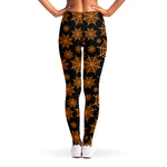 Black And Orange Spider Web Print Women's Leggings