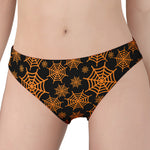 Black And Orange Spider Web Print Women's Panties