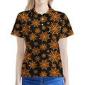 Black And Orange Spider Web Print Women's Polo Shirt