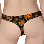 Black And Orange Spider Web Print Women's Thong