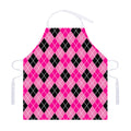 Black And Pink Argyle Pattern Print Adjustable Apron