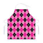 Black And Pink Argyle Pattern Print Adjustable Apron