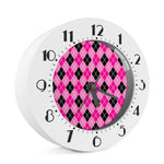 Black And Pink Argyle Pattern Print Alarm Clock