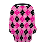 Black And Pink Argyle Pattern Print Baby Seat Cover