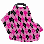 Black And Pink Argyle Pattern Print Baby Seat Cover