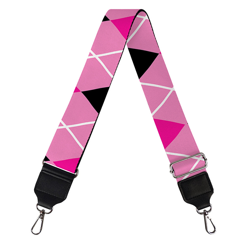 Black And Pink Argyle Pattern Print Bag Strap