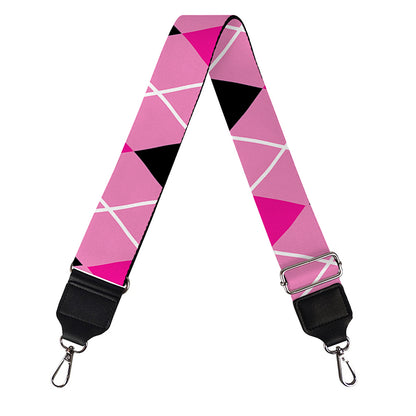 Black And Pink Argyle Pattern Print Bag Strap