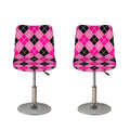 Black And Pink Argyle Pattern Print Bar Stool Covers