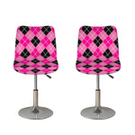 Black And Pink Argyle Pattern Print Bar Stool Covers