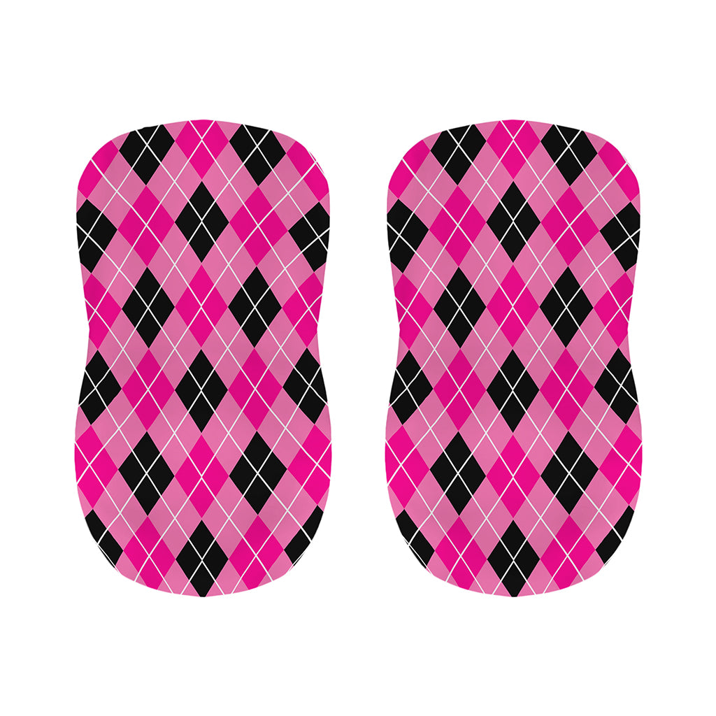 Black And Pink Argyle Pattern Print Bar Stool Covers