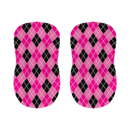 Black And Pink Argyle Pattern Print Bar Stool Covers