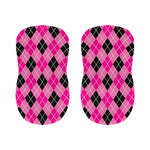 Black And Pink Argyle Pattern Print Bar Stool Covers