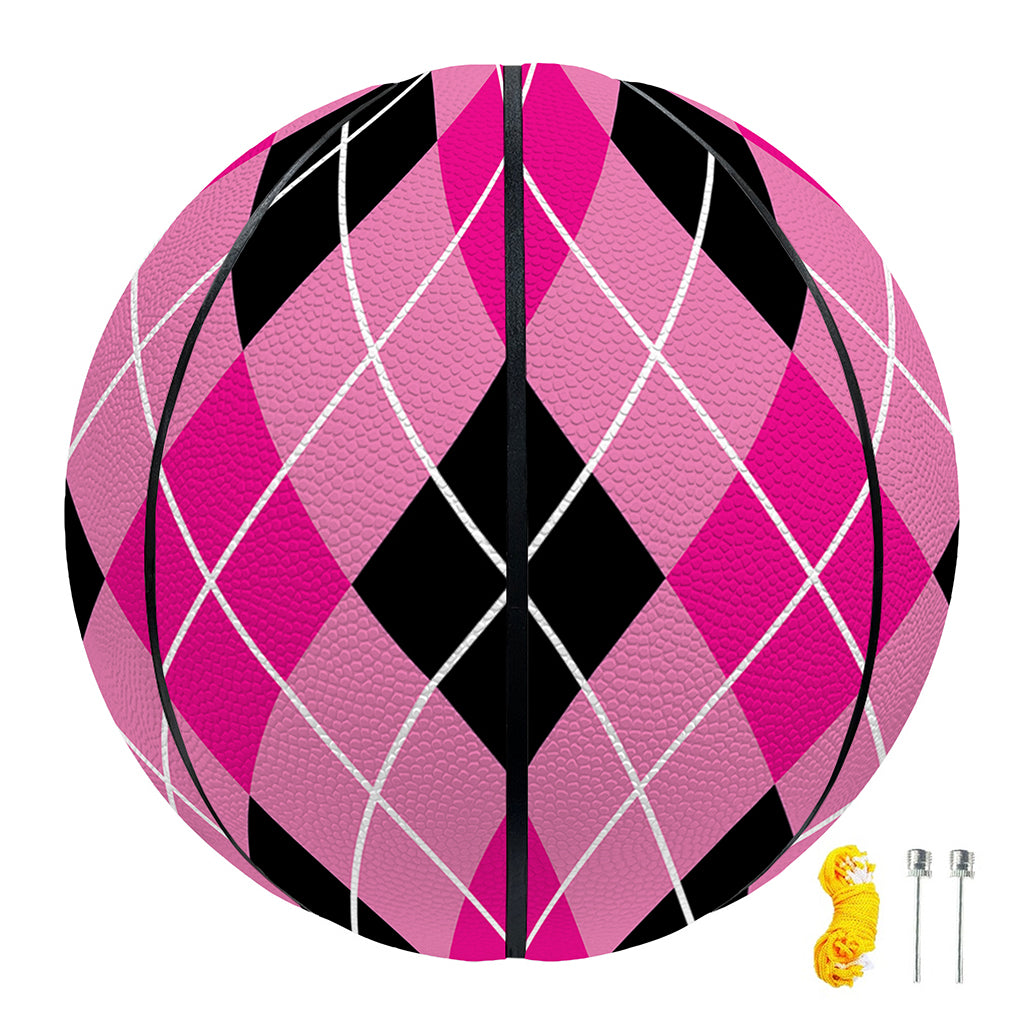 Black And Pink Argyle Pattern Print Basketball