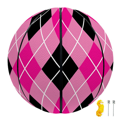Black And Pink Argyle Pattern Print Basketball