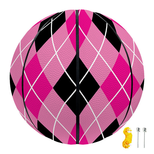Black And Pink Argyle Pattern Print Basketball