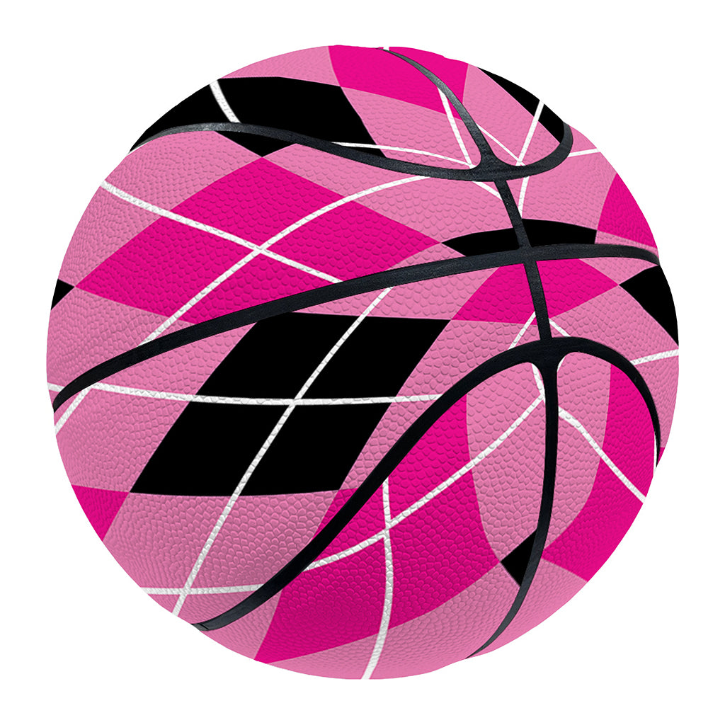 Black And Pink Argyle Pattern Print Basketball