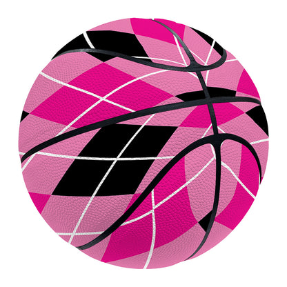 Black And Pink Argyle Pattern Print Basketball