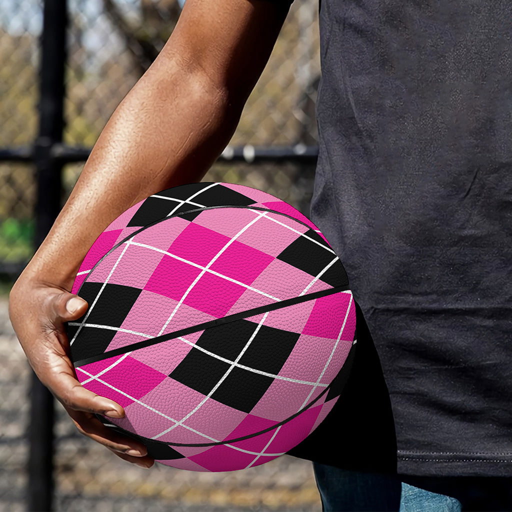Black And Pink Argyle Pattern Print Basketball