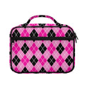 Black And Pink Argyle Pattern Print Briefcase Bible Bag