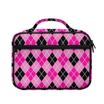 Black And Pink Argyle Pattern Print Briefcase Bible Bag