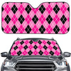 Black And Pink Argyle Pattern Print Car Windshield Sun Shade