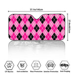 Black And Pink Argyle Pattern Print Car Windshield Sun Shade