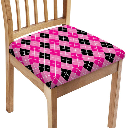 Black And Pink Argyle Pattern Print Chair Cushion Cover
