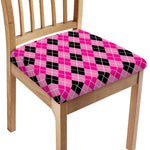 Black And Pink Argyle Pattern Print Chair Cushion Cover