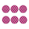 Black And Pink Argyle Pattern Print Coaster Set