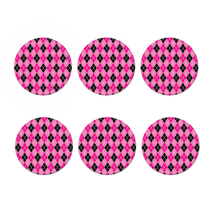 Black And Pink Argyle Pattern Print Coaster Set