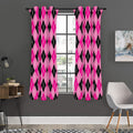 Black And Pink Argyle Pattern Print Grommet Curtain Panels