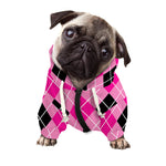Black And Pink Argyle Pattern Print Dog Zip Up Hoodie