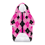 Black And Pink Argyle Pattern Print Dog Zip Up Hoodie